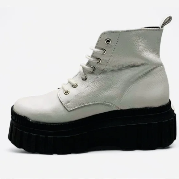 White Leather Combat Boots  L’Intervalle Size 38 - Picture 7 of 16